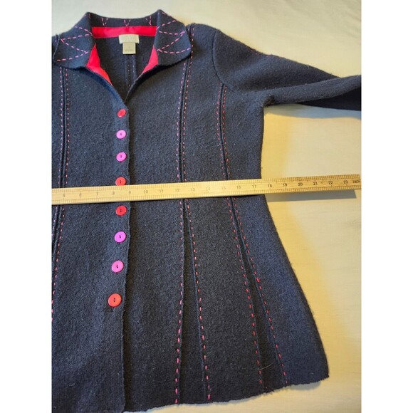 Women's Size Small 100% Wool Jacket Black Pink & Red Details Sigrid Olsen - Picture 6 of 9